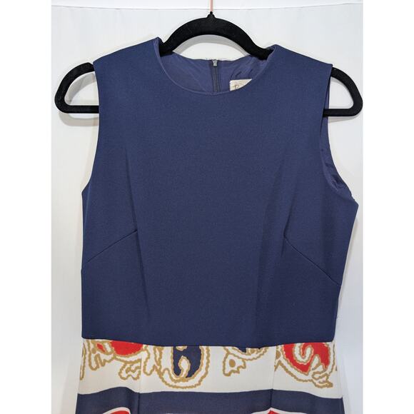 Vintage Personal by Leslie Fay Navy Baroque Print Sheath Maxi Dress (Approx M) - Picture 2 of 7